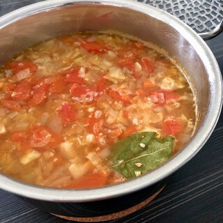 母の日に☆常備野菜で♪完熟トマトのミネストローネ